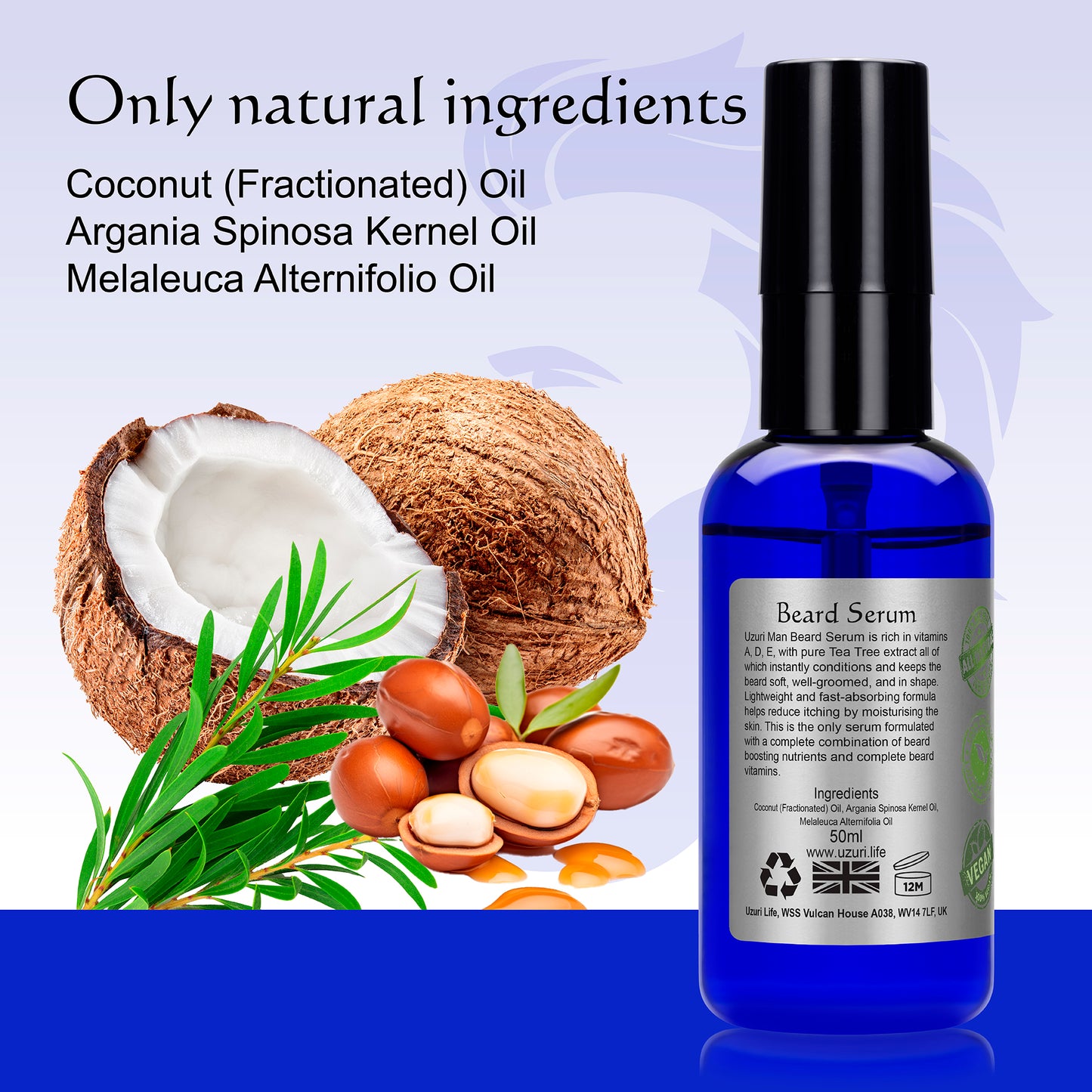 Uzuri Man Beard Serum - Stimulates Growth & Fullness, Reduces Itch, Hydrates
