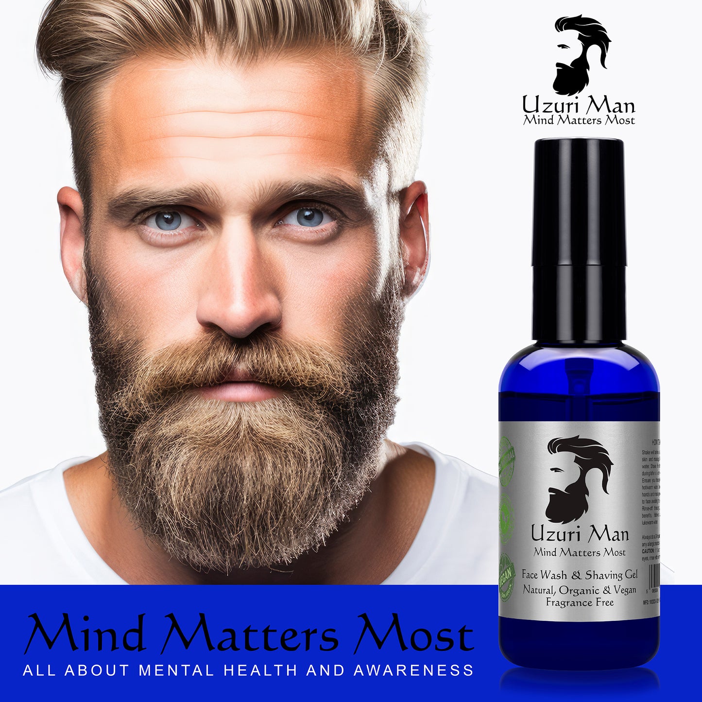 Charcoal Face Wash & Shaving Gel - Activated, Detox, Acne Control, Hydrating