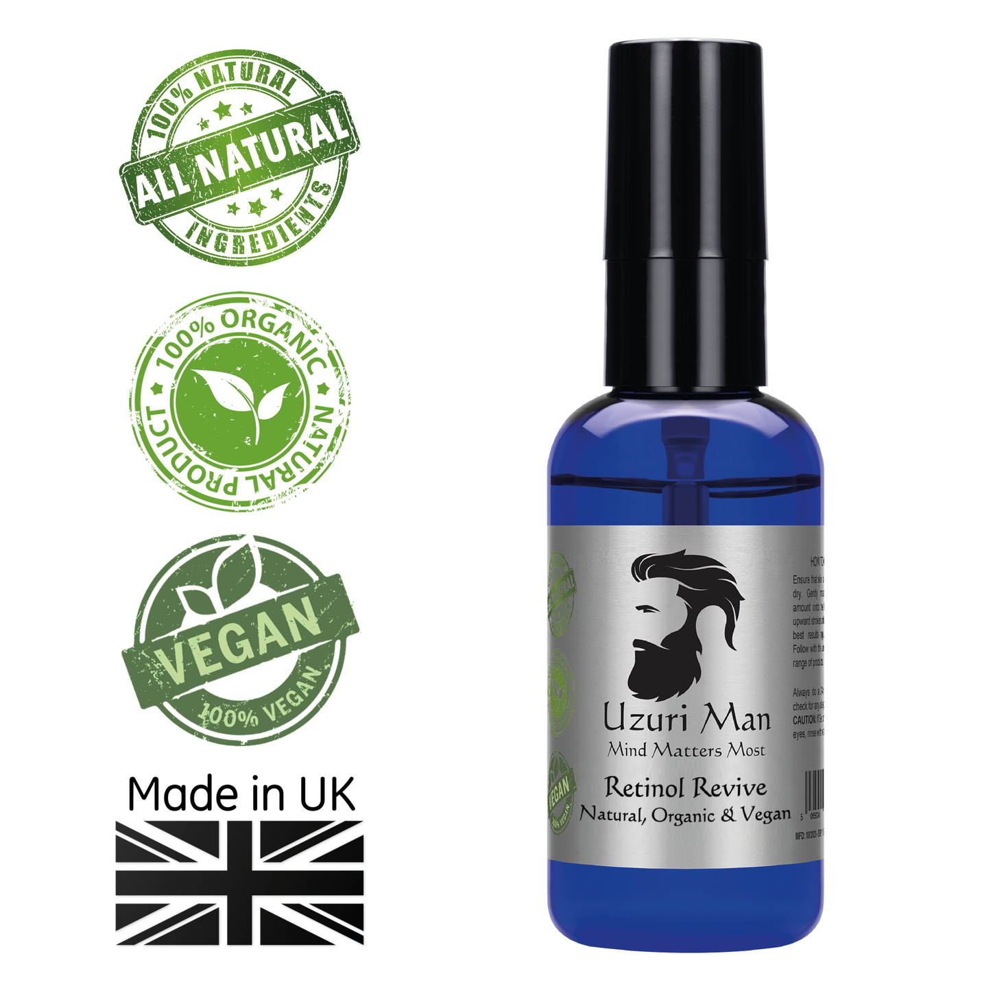 Men's Organic Retinol Revive Serum - Hydrating, Vegan, Anti-Aging/wrinkles 50ml
