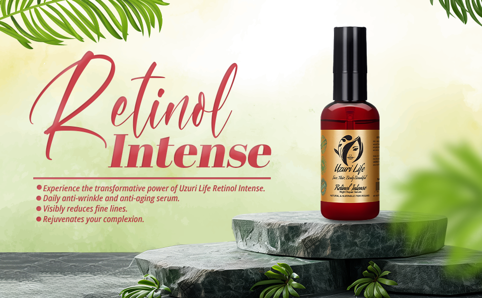 Uzuri Life Retinol Intense Serum - Anti-Wrinkle, Hydrating, Vegan, All Skin Types