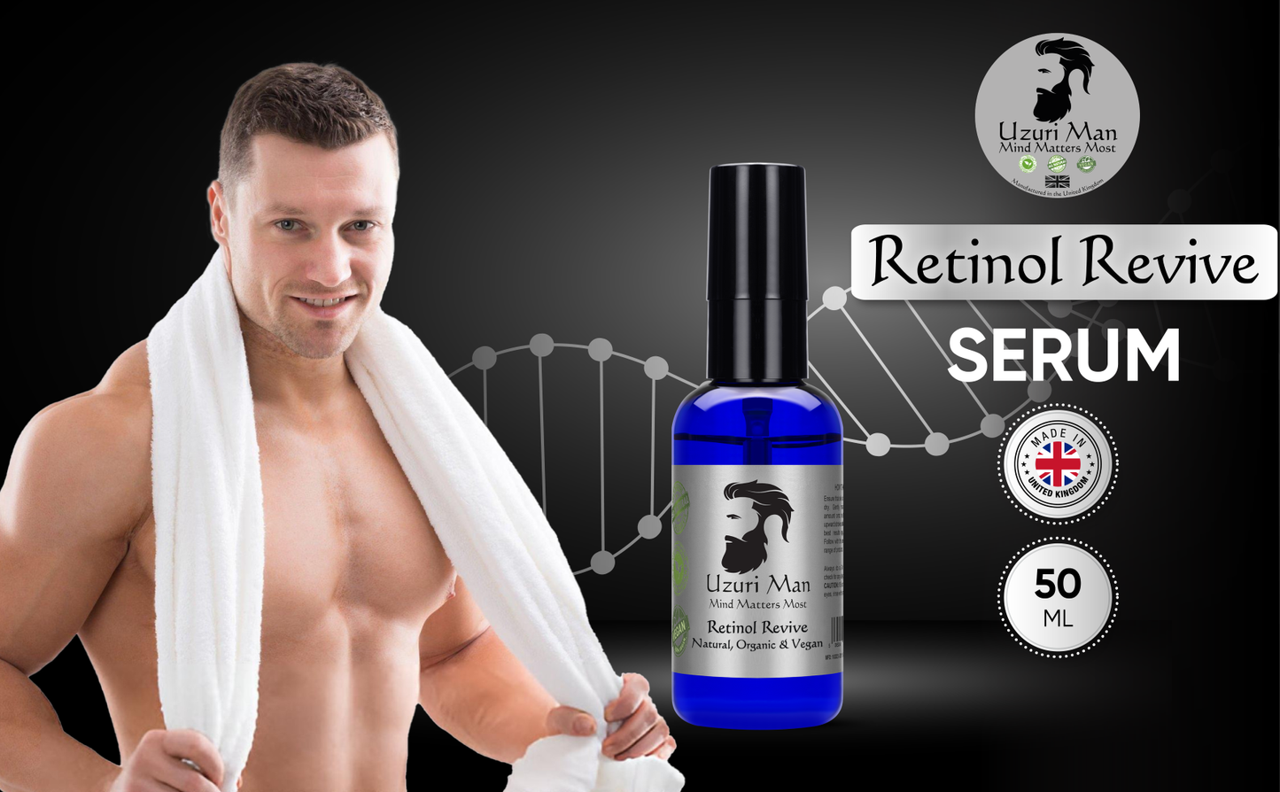 Men's Organic Retinol Revive Serum - Hydrating, Vegan, Anti-Aging/wrinkles 50ml