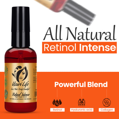 Uzuri Life Retinol Intense Serum - Anti-Wrinkle, Hydrating, Vegan, All Skin Types