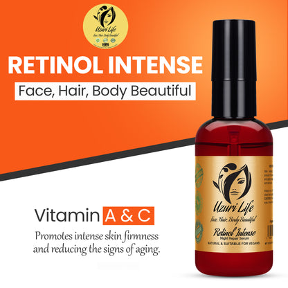 Uzuri Life Retinol Intense Serum - Anti-Wrinkle, Hydrating, Vegan, All Skin Types